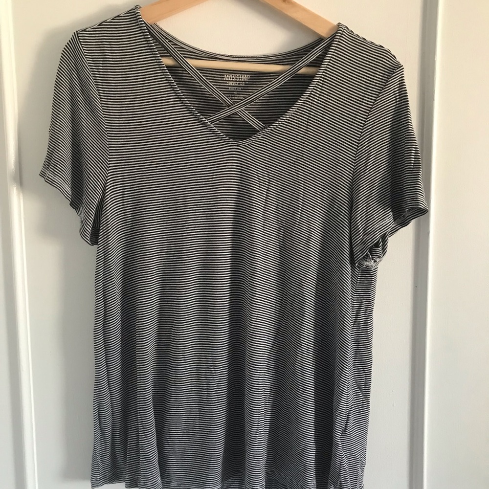 Mossimo Supply Co. Black and White Striped Shirt